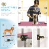 Adjustable Dog Grooming Table with 2 Safety Slings, Storage Basket, Pink