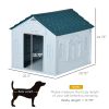 Plastic Dog House, Indoor Outdoor with Door Water Resistant Shelter, Blue