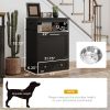 Dog Feeder Station Storage Cabinet, with Dog Raised Bowls, Black