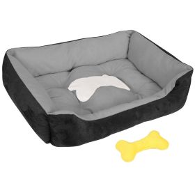 Dog Bed Soft Warm Fleece Cozy Nest Bed Cushion Mat S Size (Color: Black, size: S)