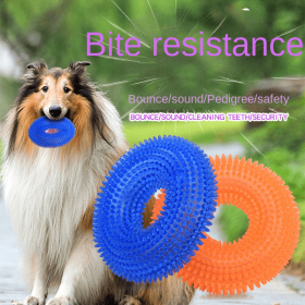 2pcs Dog toys bite resistant sound making, tooth cleaning molar toy (Color: Green, size: large size)