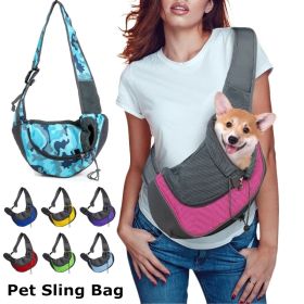 Puppy Carrier S/L Outdoor Travel; Shoulder Bag Mesh Single Comfort Sling Handbag (Color: Dark Blue, size: L)