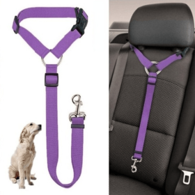 Adjustable Nylon Dog:  Car Seat Belt,, Lead/Leash, and Harness Collar (Color: Black)