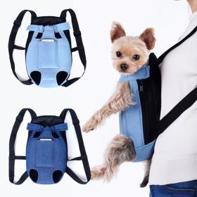 Denim Dog Backpack; Outdoor Travel Carrier Bag (Color: Pink, size: L)