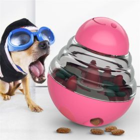 Dog Food Dispenser Training Ball Interactive Puppy Slow Feed Tumbler (Color: Pink)