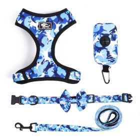 4Pcs Set Reflective No Pull Dog Harness, Collar, Leash With Dog Poop Bag (Color: Blue, size: XL)
