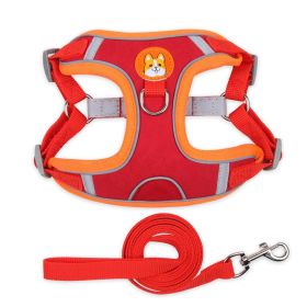 Dog Reflective Harnesses and Leash set; Chest Strap Dog Vest (Specification (L * W): XL, colour: red)