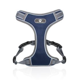 Mesh Breathable Big Dog Harness; Reflective Vest (Specification (L * W): L (32-55 kg), colour: Dark Blue)