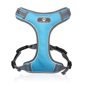 Mesh Breathable Big Dog Harness; Reflective Vest (Specification (L * W): L (32-55 kg), colour: Light blue)