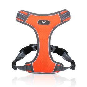 Mesh Breathable Big Dog Harness; Reflective Vest (Specification (L * W): M (12-32 kg), colour: orange)