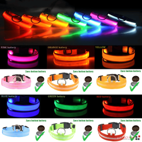 LED Adjustable Safety Dog Collar Blinking Flashing Glow Light Up Waterproof (Color: Blue, size: XL)