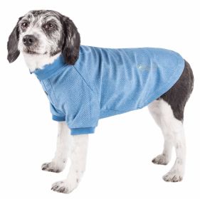 Active 'Fur-Flexed' Relax-Stretch Wick-Proof Performance Dog Polo T-Shirt (Color: Blue, size: X-Large)