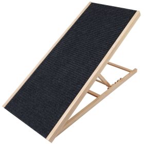 Foldable Wooden Dog Ramp for High Beds Non Slip Heights Adjustable Pet Ramp for Couch Car SUV (size: L)