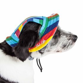 Fashion 'Colorfur' UV Protectant Adjustable Canopy Brimmed Dog Hat (size: large)