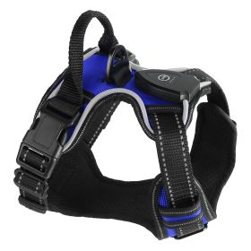 Rechargeable LED Light Up Harness (Color: Dark Blue, size: L)