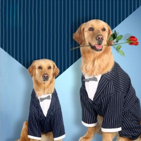 Big dog striped bow tie suit (Color: Stripe tie suit, size: 7XL)