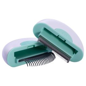 'LYNX' 2-in-1 Travel Connecting Grooming Dog Comb and Deshedder (Color: Green, size: large)