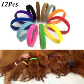 12 Pcs/Set Puppy Newborn Identify Collars Adjustable Whelping Puppy Collars (Color: 12pcs, size: L)