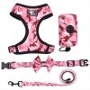 4Pcs Set Reflective No Pull Dog Harness, Collar, Leash With Dog Poop Bag