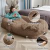 Human Dog Bed, Large Size Fits You and Pets, Washable Faux Fur Orthopedic Dog Bed with Plump Pillow, Blanket