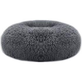 Dog Bed Soft Warm Fleece Puppy Nest; Cozy Cushion (Color: Dark Gray, size: L)