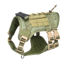 Tactical Dog Harness Vest With Soft Padded And D-Ring Collar (Color: Army Green, size: S)