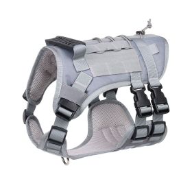 Tactical Dog Harness Vest With Soft Padded And D-Ring Collar (Color: Grey, size: L)