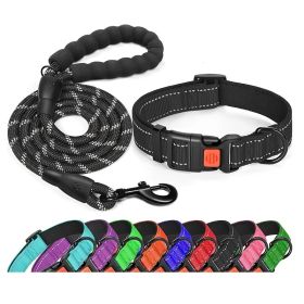 No Pull Dog Harness; Adjustable Nylon Collar & Leashes For Walking Training (Color: Black, size: M)