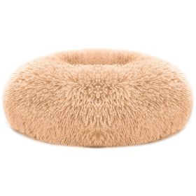 Dog Bed Soft Warm Fleece Puppy Nest; Cozy Cushion (Color: Brown, size: L)