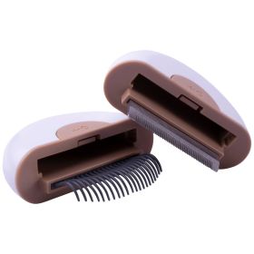 'LYNX' 2-in-1 Travel Connecting Grooming Dog Comb and Deshedder (Color: Brown, size: large)