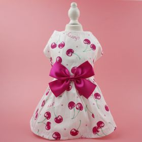Bow Floral Pattern Summer Dog Dress (Color: Dark Pink, size: XL)