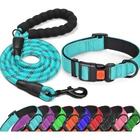 No Pull Dog Harness; Adjustable Nylon Collar & Leashes For Walking Training (Color: Lake Blue, size: M)