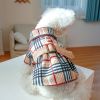 Winter Plaid Dog Dress With Belt