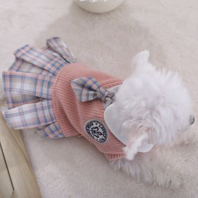 Sweet Bowknot Dog Sweater Dress; Winter Warm Pet Clothes (Color: Pink, size: XL)