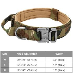 Military Style Heavy Duty Tactical Dog Collar with Handle (Color: Military Blue, size: M)
