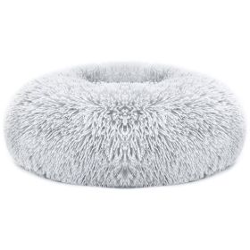 Dog Bed Soft Warm Fleece Puppy Nest; Cozy Cushion (Color: Gray, size: L)