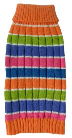 Tutti-Beauty Rainbow Heavy Cable Knitted Ribbed Turtle Neck Dog Sweater (size: large)