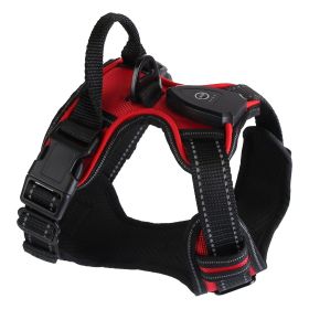 Rechargeable LED Light Up Harness (Color: Red, size: S)