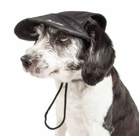 Dog Adjustable Hat Fashion 'Cap-Tivating' UV Protectant (Color: Black, size: large)
