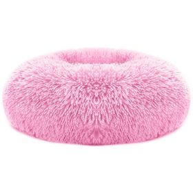 Dog Bed Soft Warm Fleece Puppy Nest; Cozy Cushion (Color: Pink, size: L)
