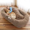 Human Dog Bed, Large Size Fits You and Pets, Washable Faux Fur Orthopedic Dog Bed with Plump Pillow, Blanket