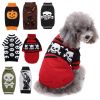 Pet Dog Halloween Costume Pumpkin Skull Death Pattern Knit Sweater