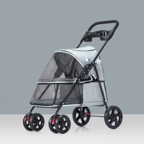 Pet Dog Stroller, Quick Folding, Shockproof with 2 Front Swivel Wheels & Rear Brake Wheels (Color: Gray)